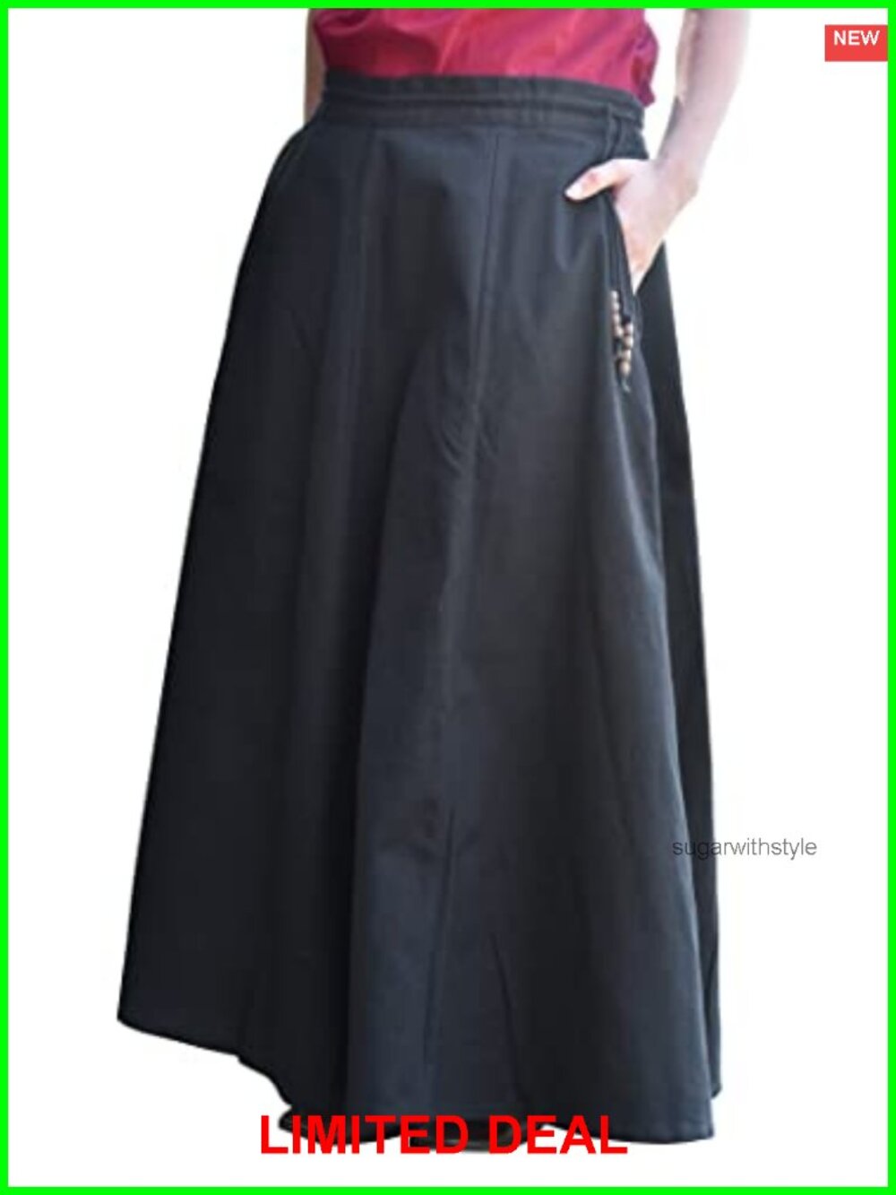 Medieval Flared Cotton Skirt Adjustable Drawstring LARP Costume